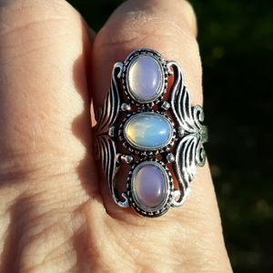 New Opal Opalite 925 Silver Ring.